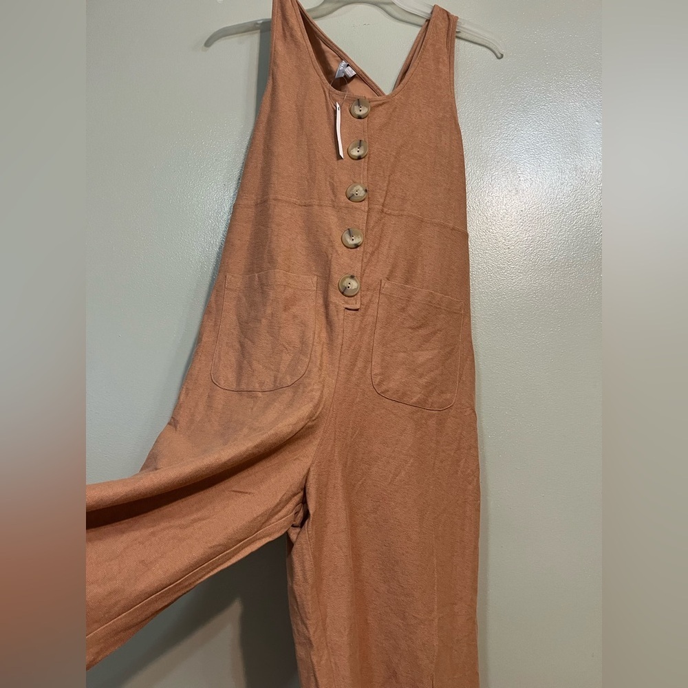 ASOS Women's Rusty Jumpsuit with Button Detail Wide Leg 100% Cotton Crop 8 NWT - Picture 4 of 15